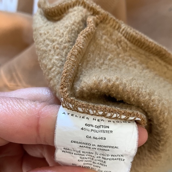 atelier new regime sweatshirt hooded campus size L tan white logo unisex - Picture 11 of 12